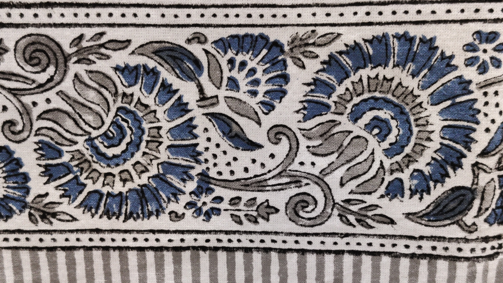 Navy Blue and Grey Floral Cotton Tablecloth Image 5