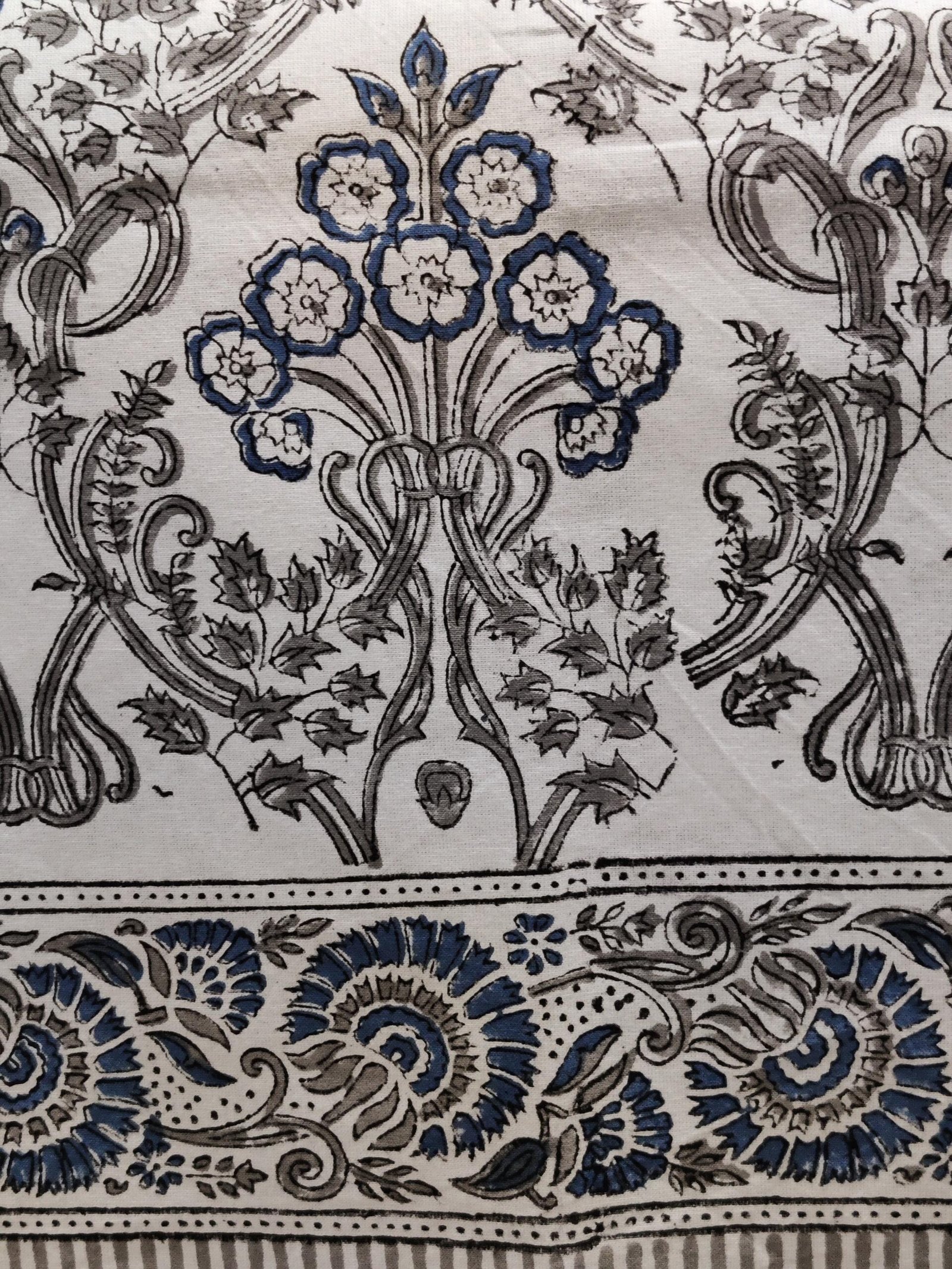 Indigo Blue Floral Cotton Tablecloth - Image 6