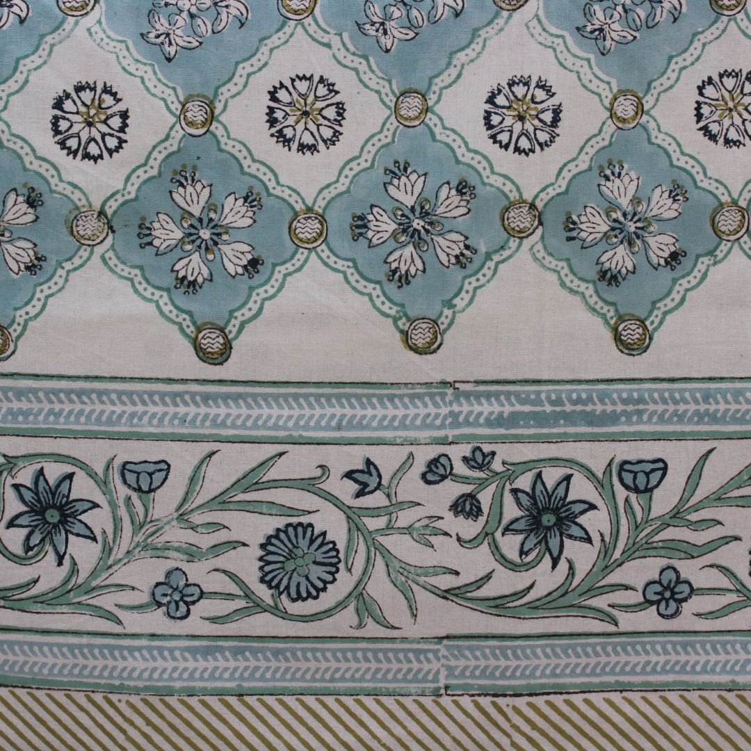 Sea Green Trellis Floral Border Rectangle Tablecloth - Image 7