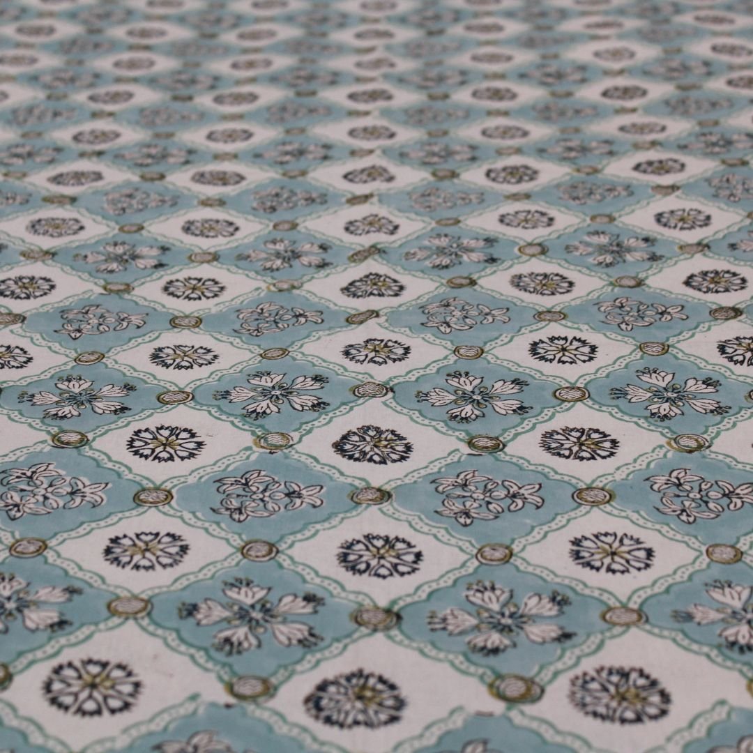 Sea Green Trellis Floral Border Rectangle Tablecloth - Image 5